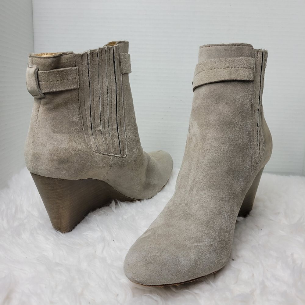 Coach Letty Womens Size 9.5 B Gray  Suede Ankle Wedge Heel Boots Bootie - Picture 5 of 9